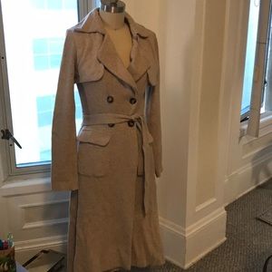 BCBG MaxAzria 100% lambswool lined trench sweater